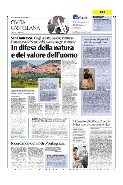 Avvenire - pagina diocesana del 04/10/2015